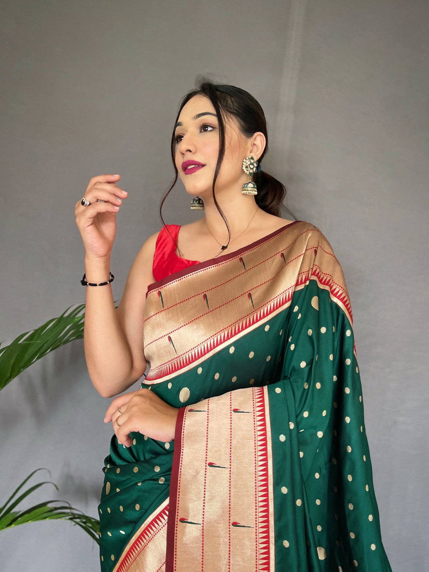 Traditional Wear Green Paithani Silk Saree With Zari Weaving Work