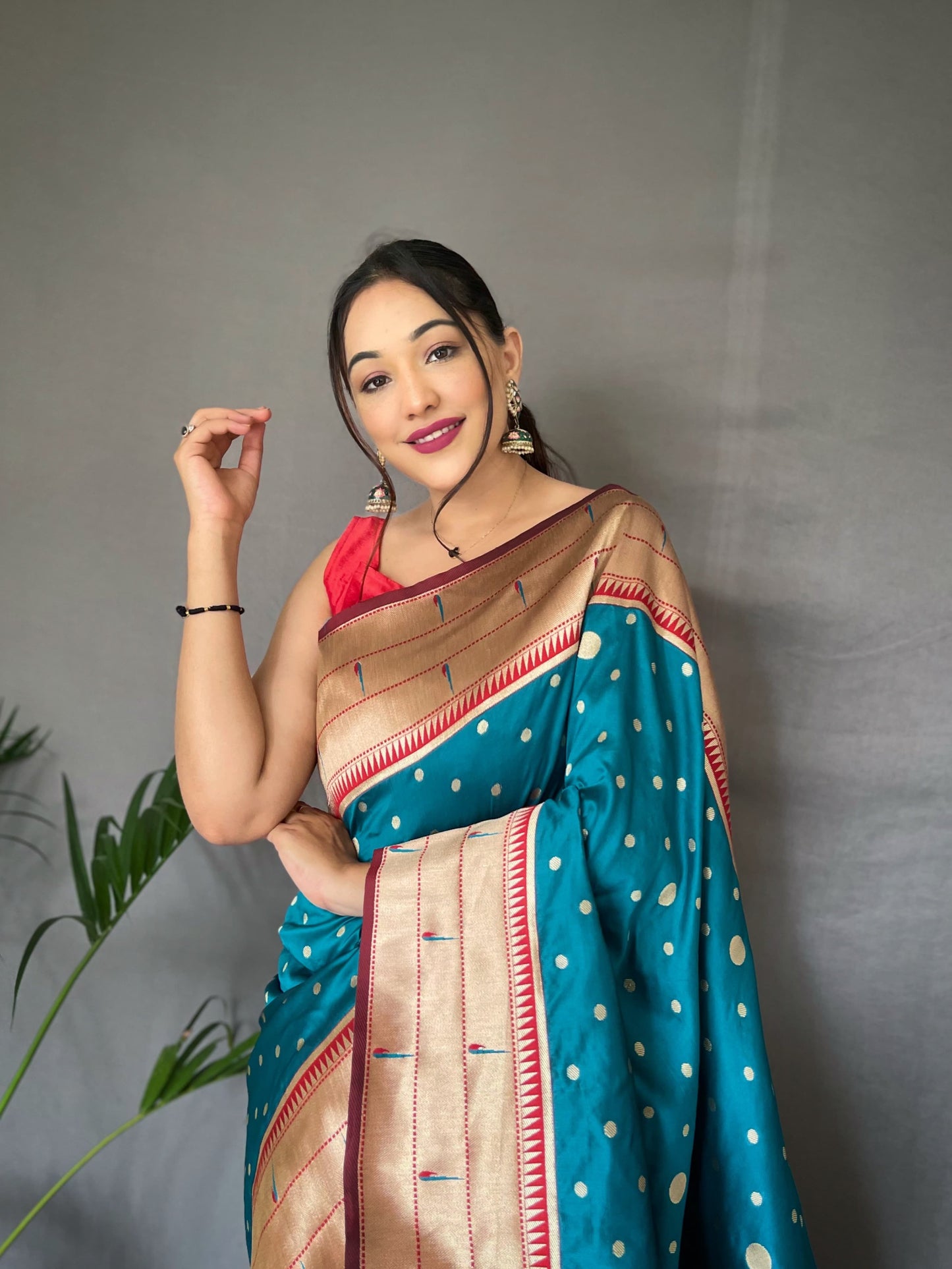 Traditional Wear Sky Blue Paithani Silk Saree With Zari Weaving Work