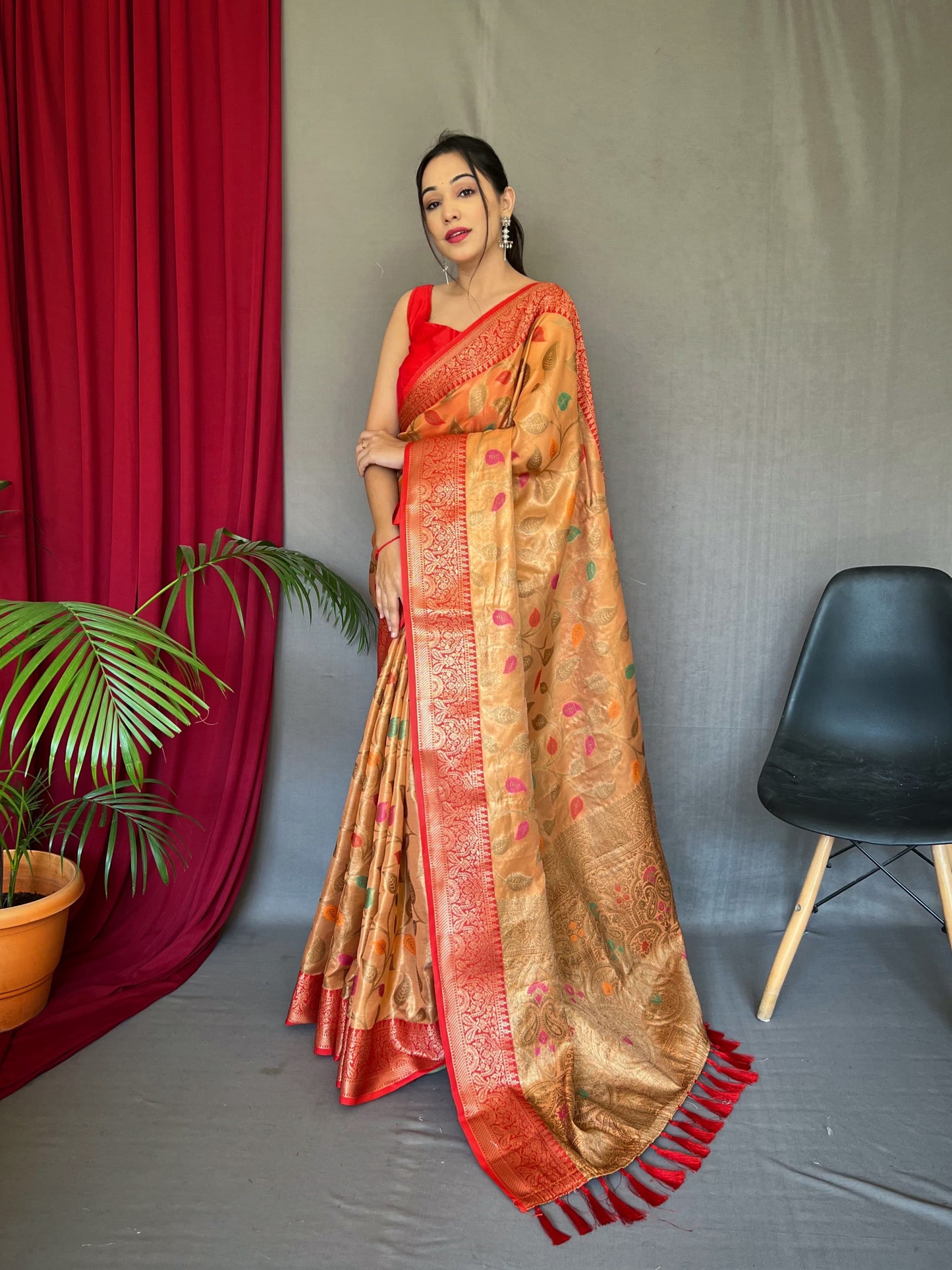 Mesmerizing Tissue Silk Mustard Color Saree