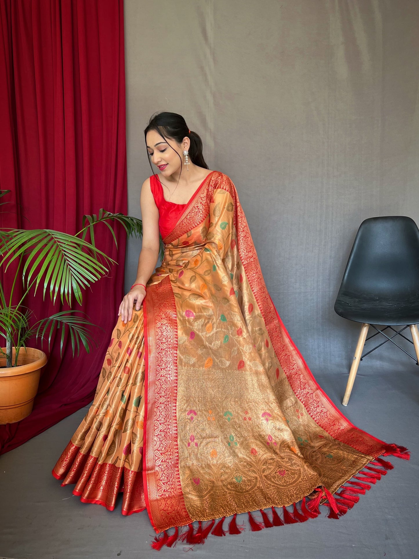 Mesmerizing Tissue Silk Mustard Color Saree