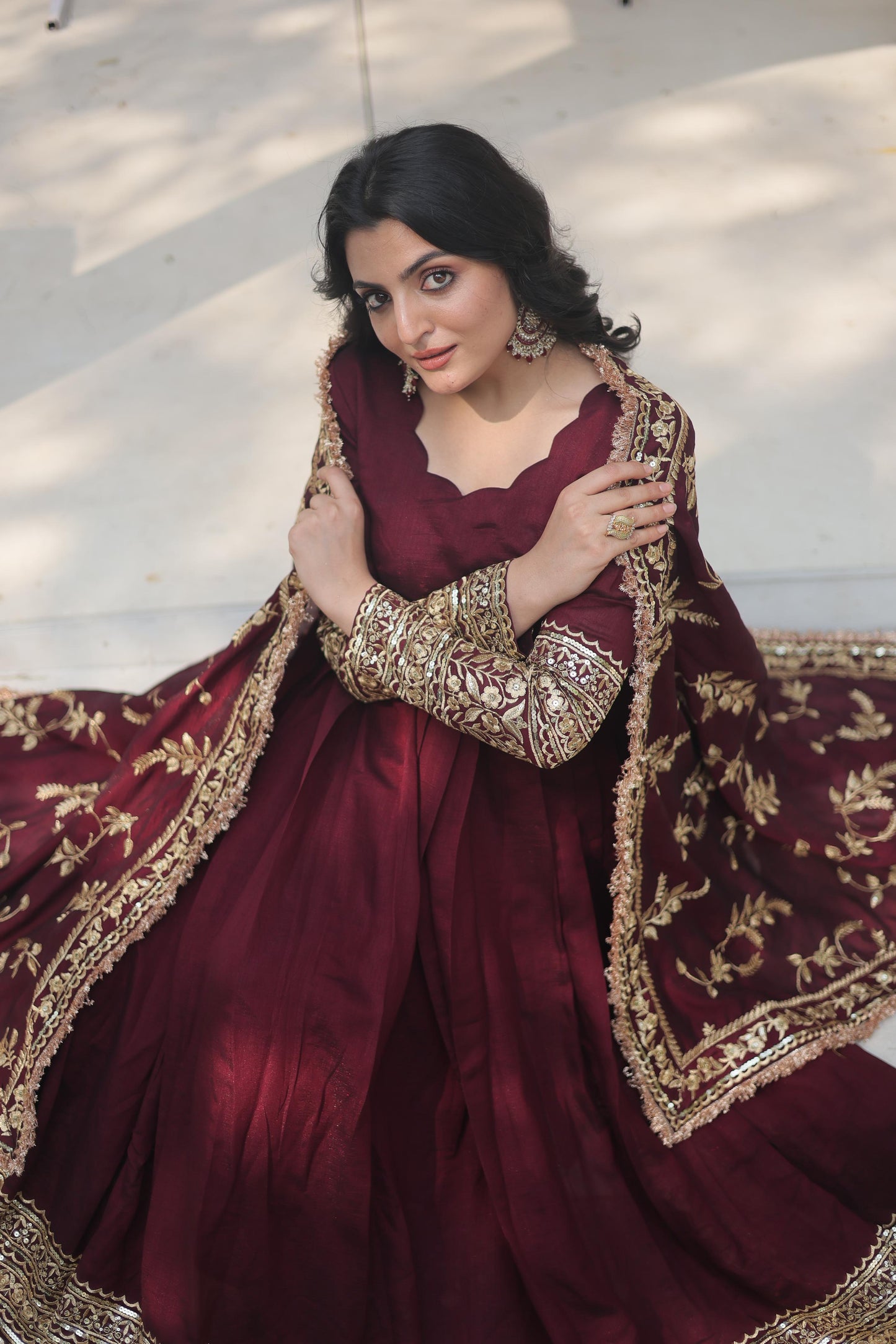 Fabulous Vichitra Shimmer Plain Maroon Color Gown