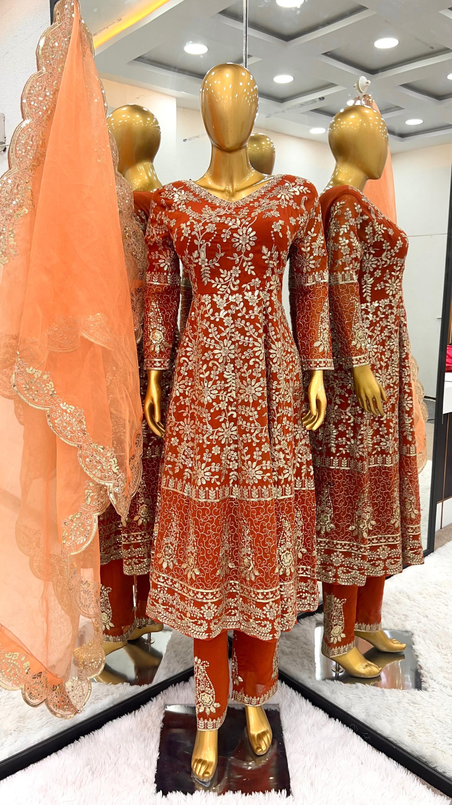 Stylish Full Heavy Sequence Work Red Color Pakistani Suit