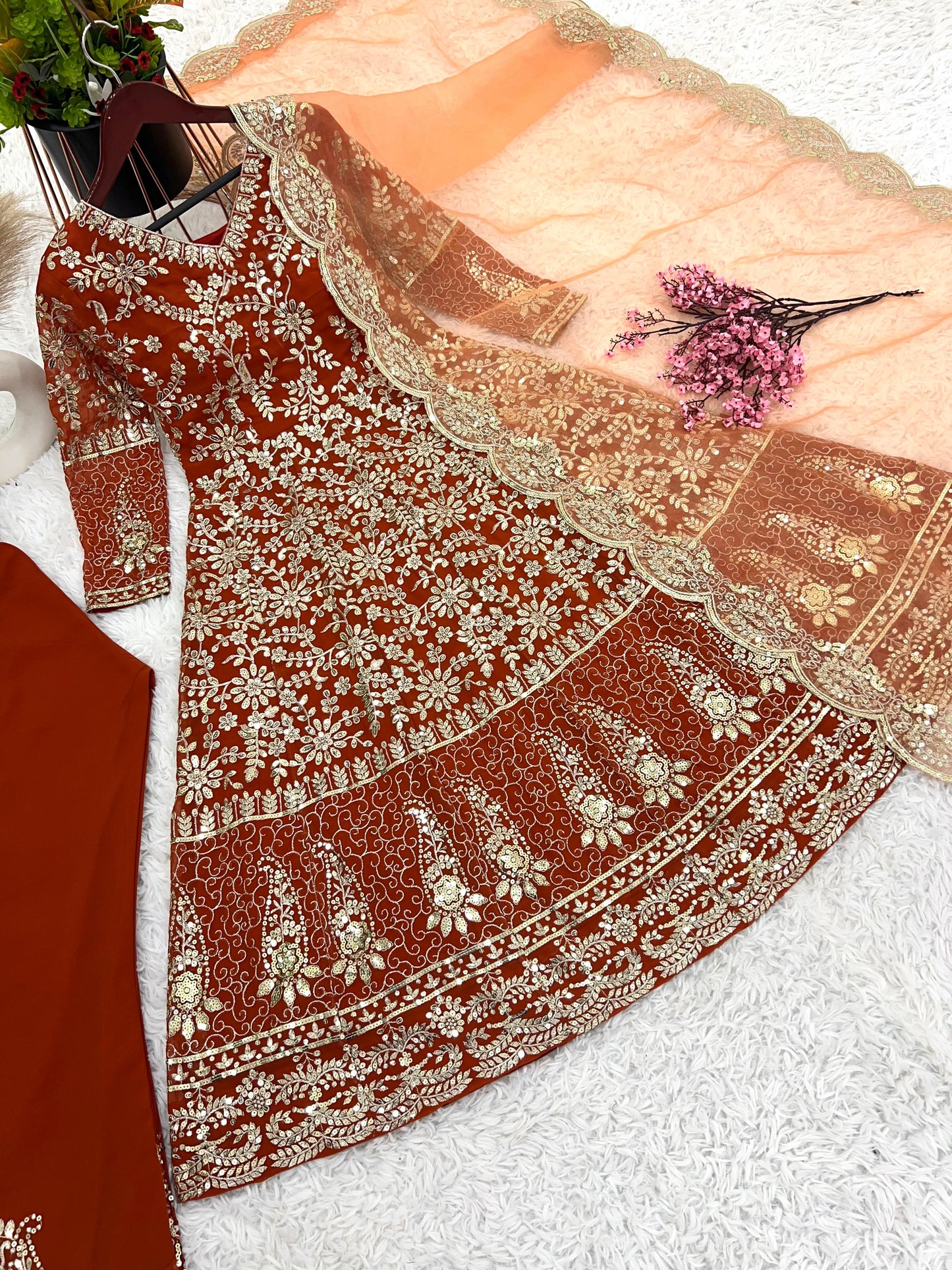 Stylish Full Heavy Sequence Work Red Color Pakistani Suit