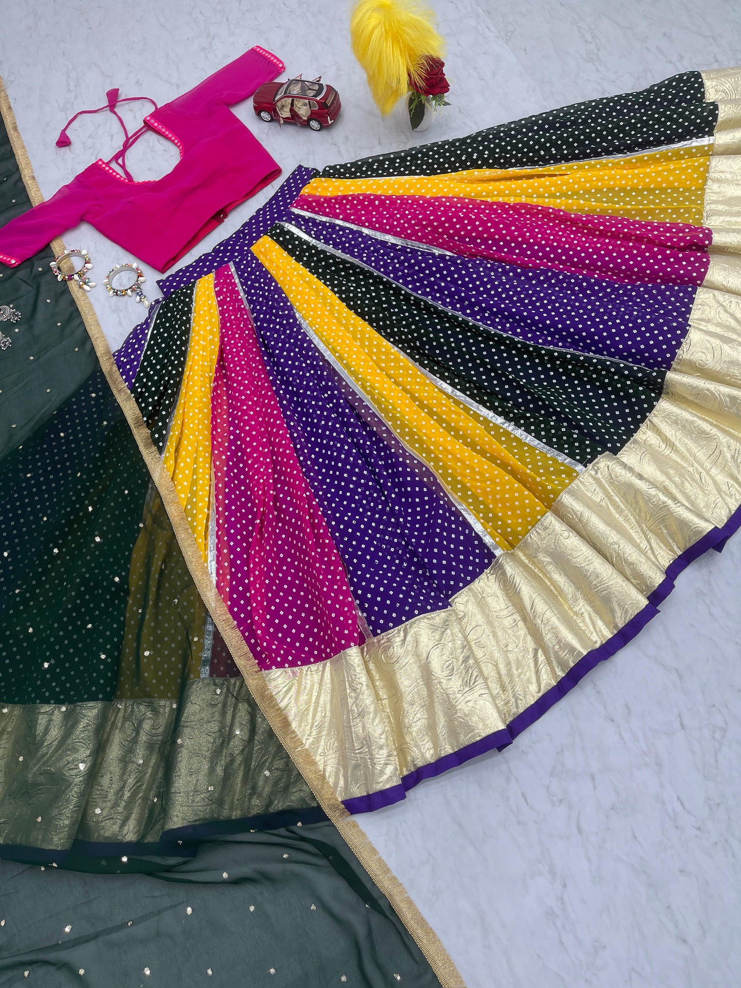 Multi Color Navratri Georgette Lehenga Choli