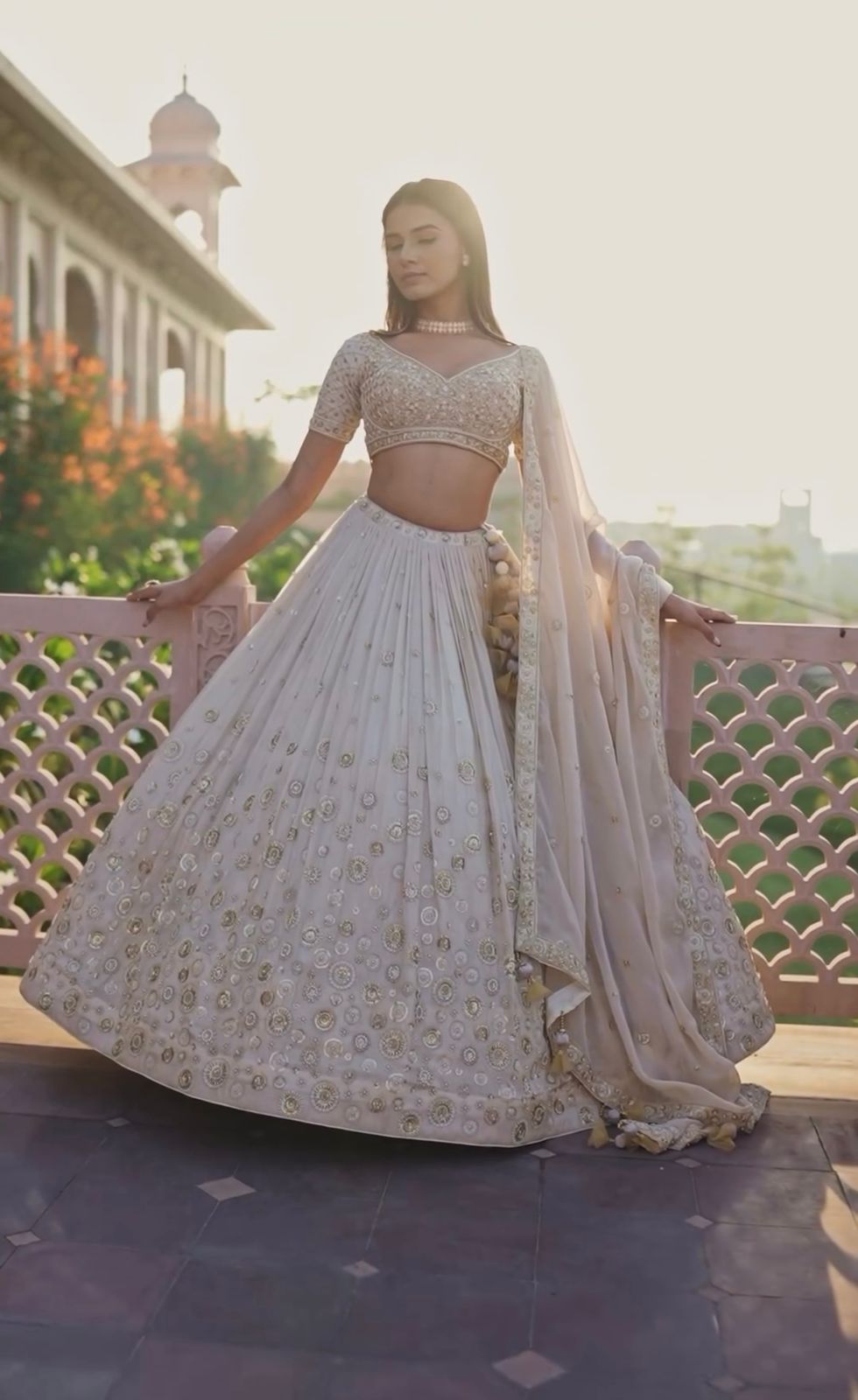 Wonderful White Color Embroidery Sequence Work Lehenga Choli