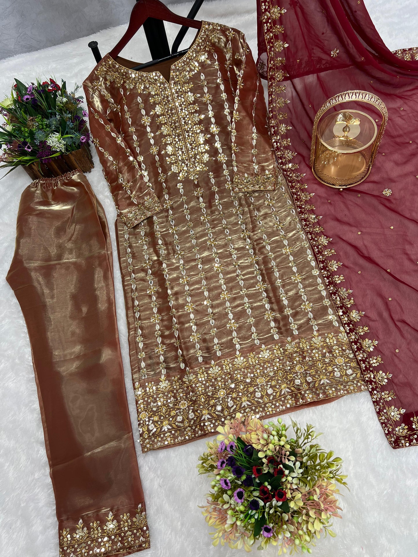 Captivating Sequence Work Beige Color Salwar Suit