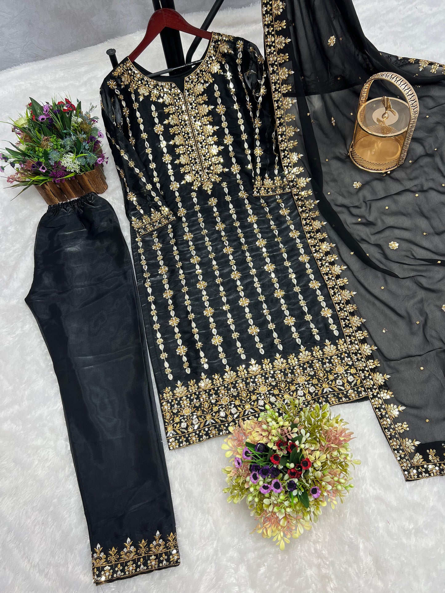 Captivating Sequence Work Black Color Salwar Suit