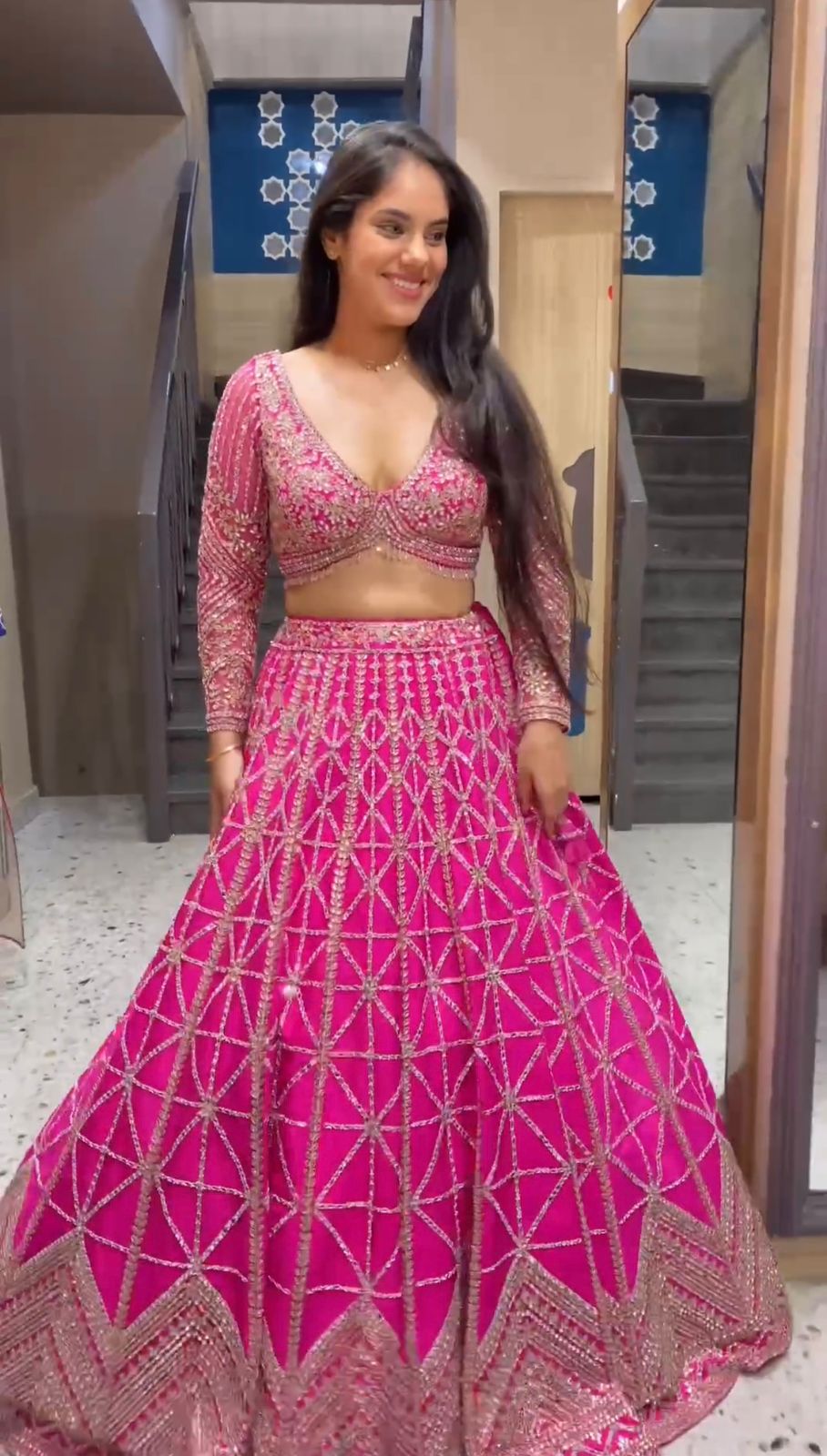 Bridal Wear Heavy Work Pink Georgette Lehenga Choli