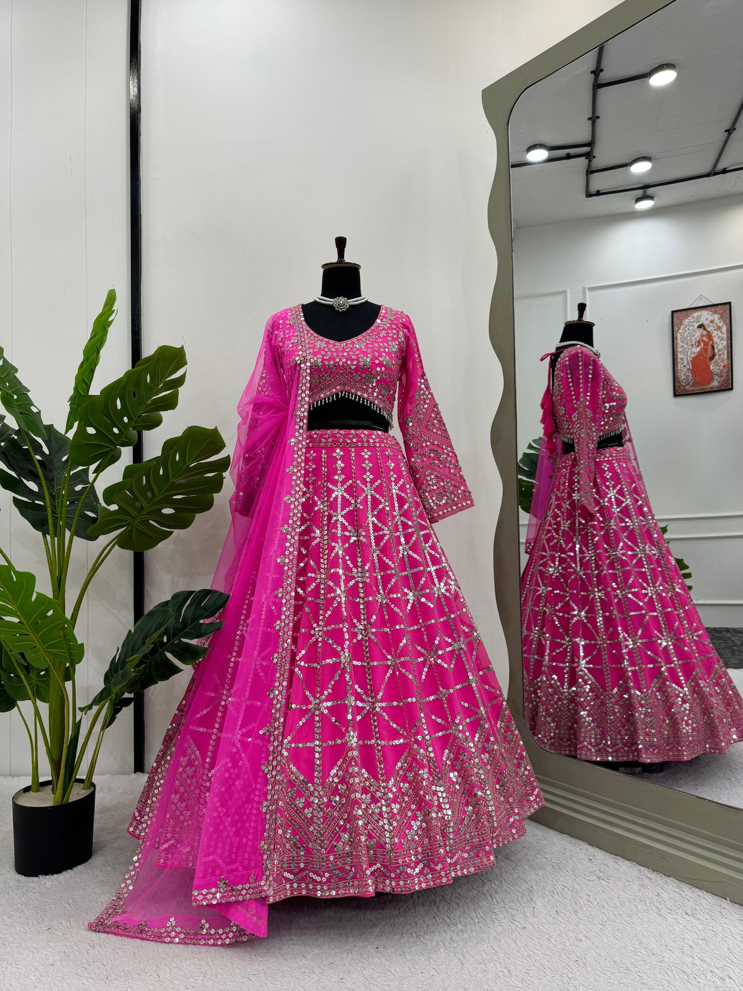 Bridal Wear Heavy Work Pink Georgette Lehenga Choli