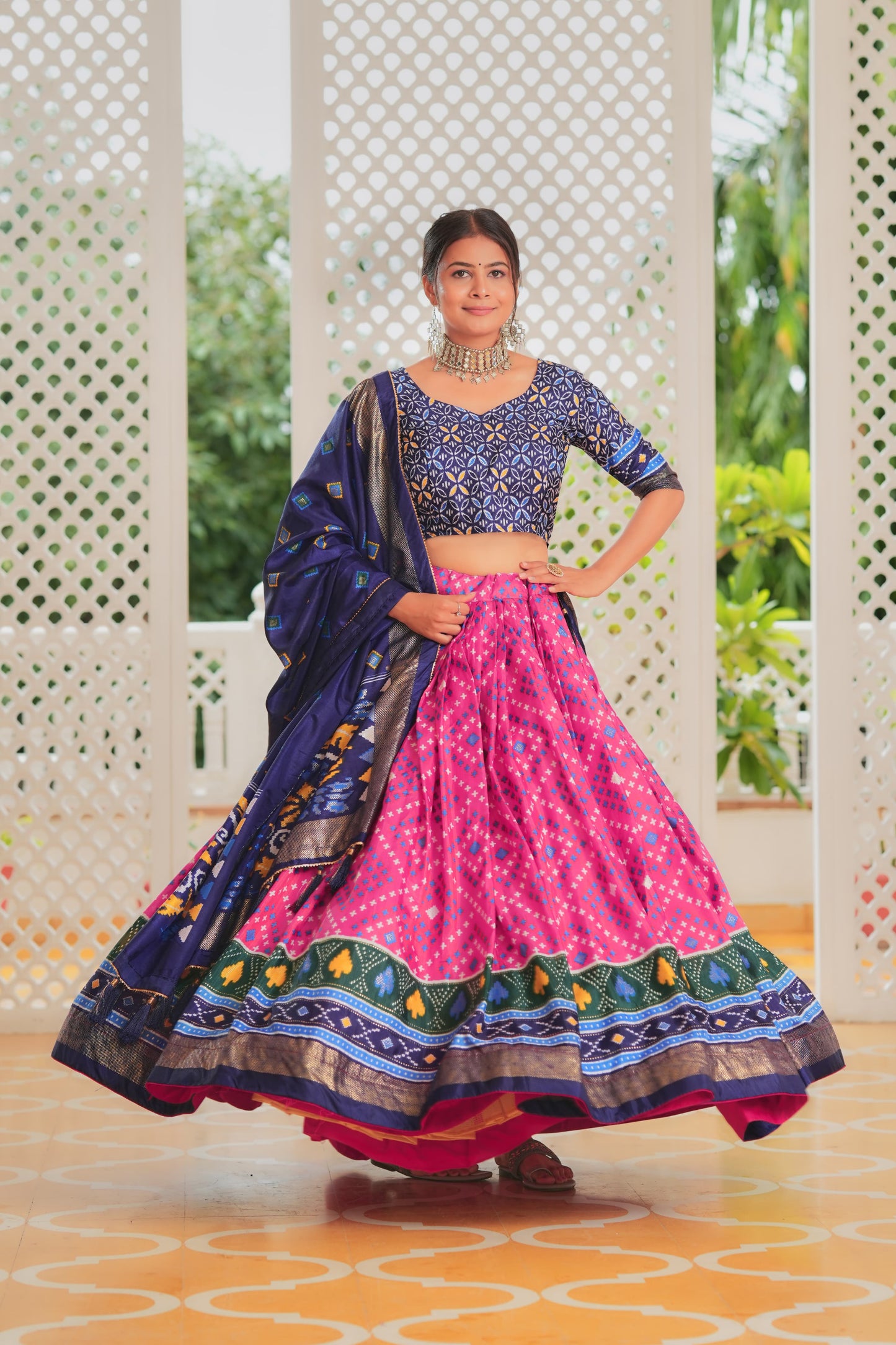 Exclusive Minakari With Foil Print Pink Color Lehenga Choli