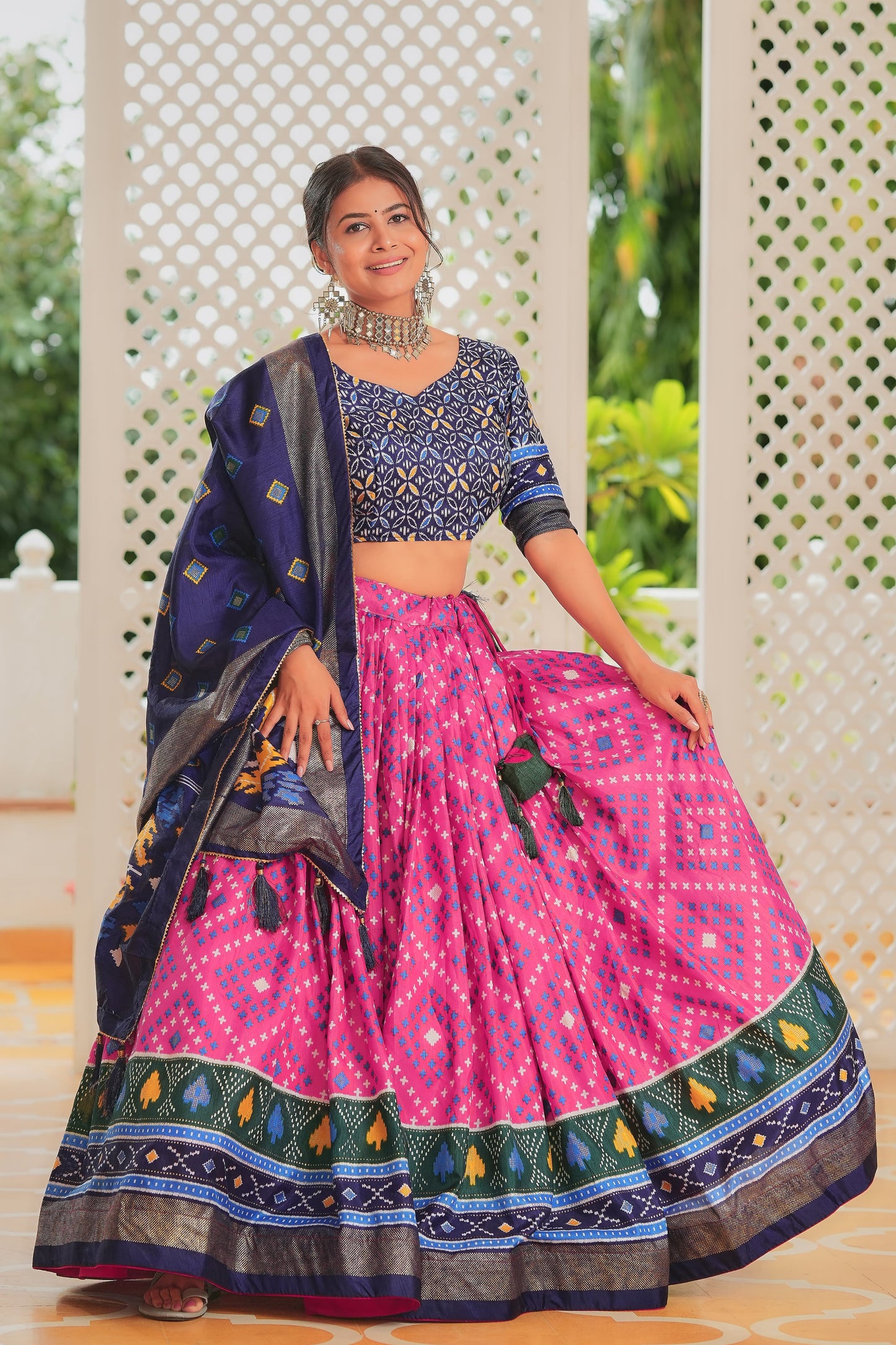 Exclusive Minakari With Foil Print Pink Color Lehenga Choli