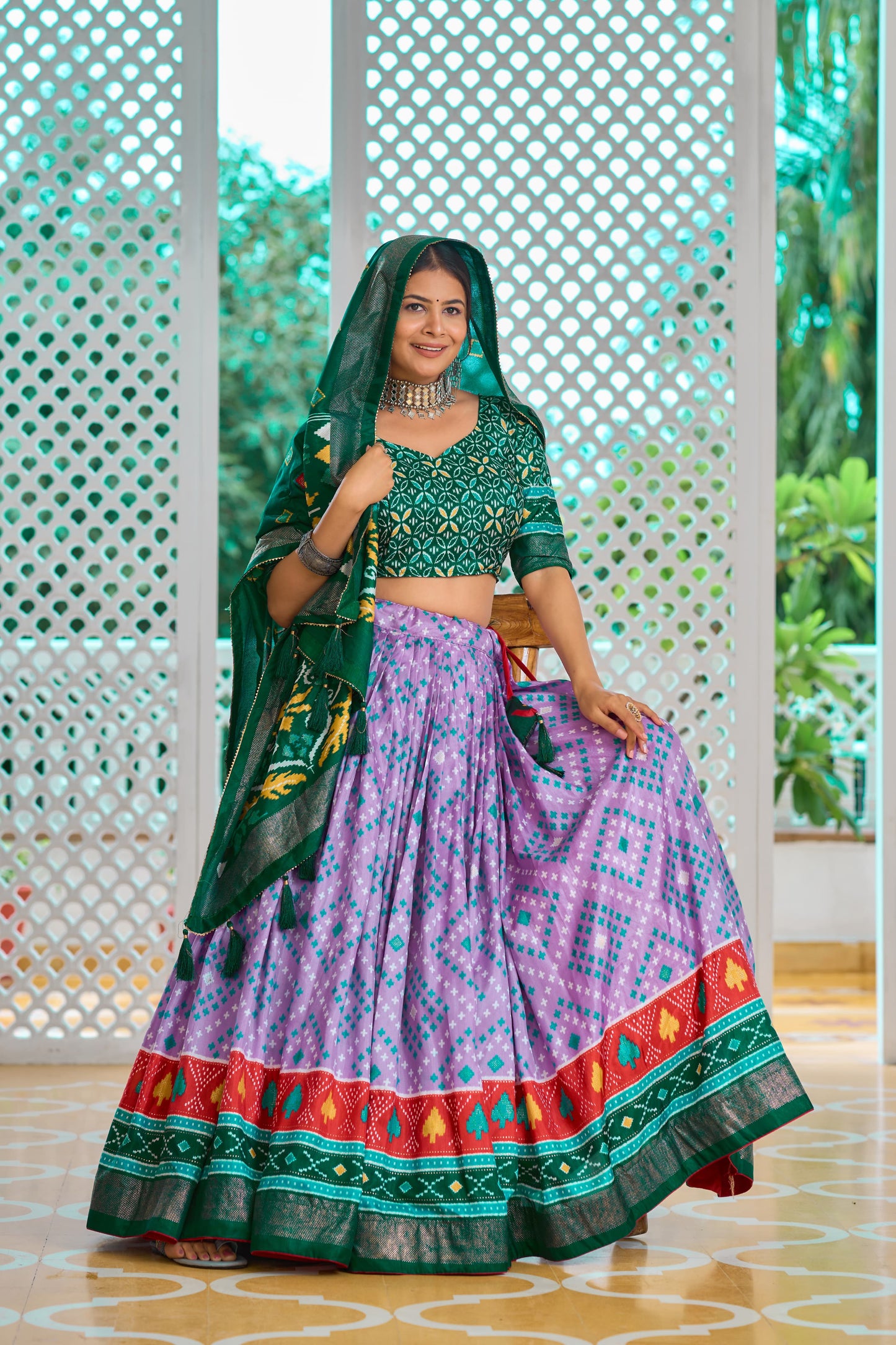 Exclusive Minakari With Foil Print Lavender Color Lehenga Choli